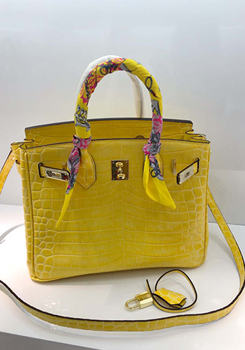 Tiger LyLy Brigitte Small Croc Leather Bag Yellow