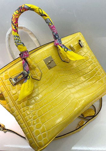 Tiger LyLy Brigitte Small Croc Leather Bag Yellow