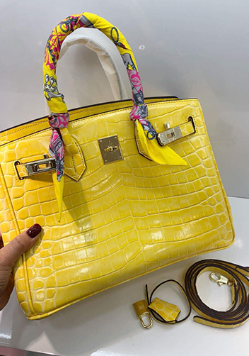 Tiger LyLy Brigitte Small Croc Leather Bag Yellow