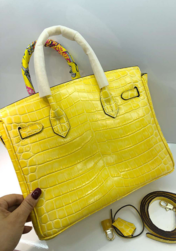 Tiger LyLy Brigitte Small Croc Leather Bag Yellow