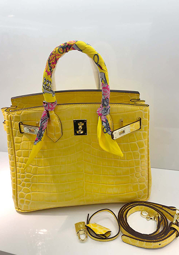 Tiger LyLy Brigitte Small Croc Leather Bag Yellow