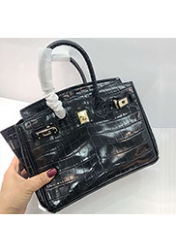 Tiger LyLy Brigitte Small Croc Leather Bag Black