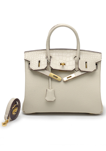 Tiger LyLy Brigitte Croc With Grain Leather Bag White 10"