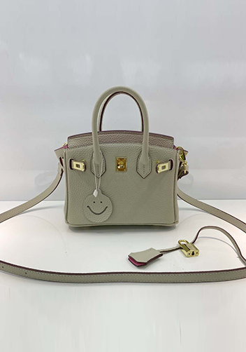 Tiger LyLy Brigitte Mini Leather Bag Light Grey Pink