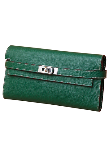 Tiger LyLy Brigitte Wallet Palmprint Cowhide Leather Sliver Hardware Green