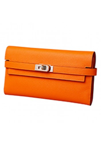 Tiger LyLy Brigitte Wallet Palmprint Cowhide Leather Sliver Hardware Orange