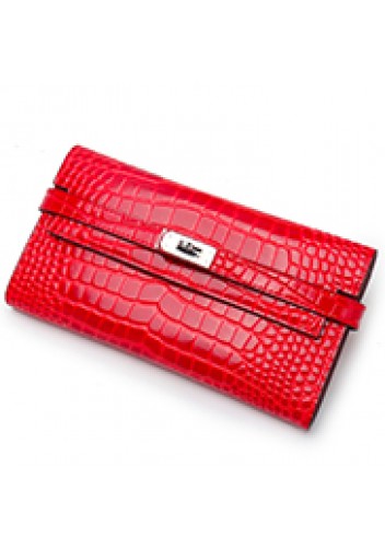 Tiger LyLy Brigitte Wallet Cowhide Leather Croc Effect Red