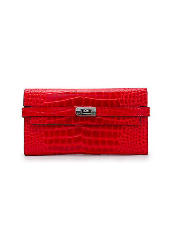 Tiger LyLy Brigitte Wallet Cowhide Leather Croc Effect Red