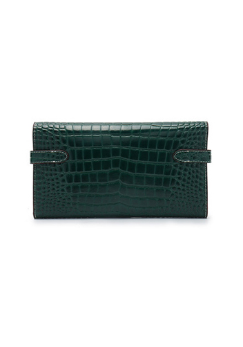 Tiger LyLy Brigitte Wallet Cowhide Leather Croc Effect Green