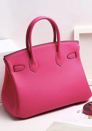 Tiger LyLy Brigitte Leather Bag Vertical Straps Hot Pink