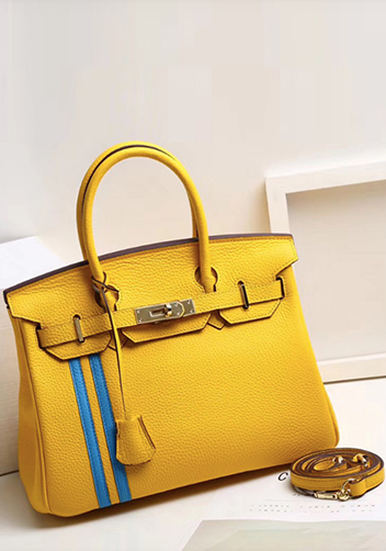 Tiger LyLy Brigitte Leather Bag Vertical Straps Yellow