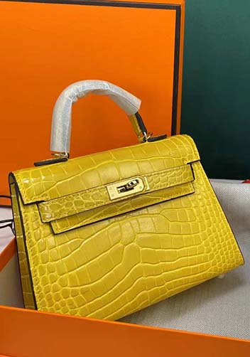 Tiger Lyly Garbo Croc Cowhide Leather Bag Yellow 9