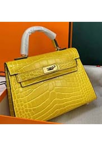 Tiger Lyly Garbo Croc Cowhide Leather Bag Yellow 9