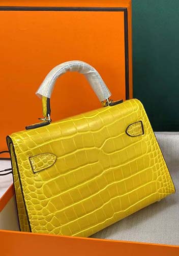 Tiger Lyly Garbo Croc Cowhide Leather Bag Yellow 9
