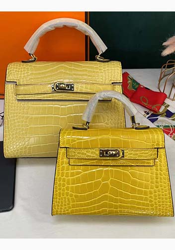 Tiger Lyly Garbo Croc Cowhide Leather Bag Yellow 9