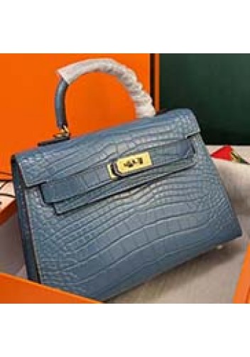 Tiger Lyly Garbo Croc Cowhide Leather Bag Blue 9