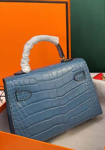 Tiger Lyly Garbo Croc Cowhide Leather Bag Blue 9