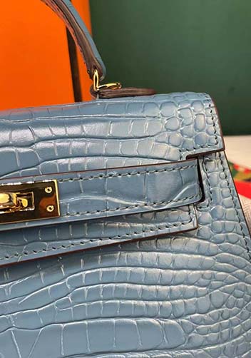 Tiger Lyly Garbo Croc Cowhide Leather Bag Blue 9