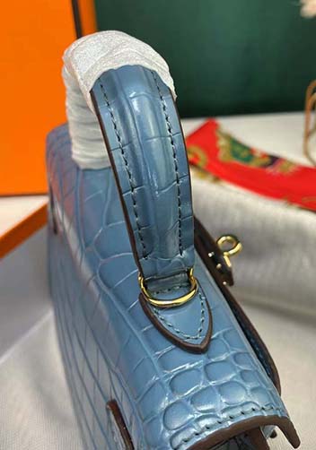 Tiger Lyly Garbo Croc Cowhide Leather Bag Blue 9