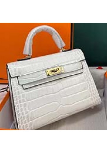 Tiger Lyly Garbo Croc Cowhide Leather Bag White 9