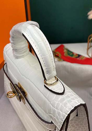Tiger Lyly Garbo Croc Cowhide Leather Bag White 9