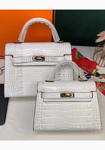 Tiger Lyly Garbo Croc Cowhide Leather Bag White 9