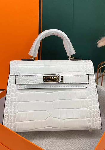 Tiger Lyly Garbo Croc Cowhide Leather Bag White 9