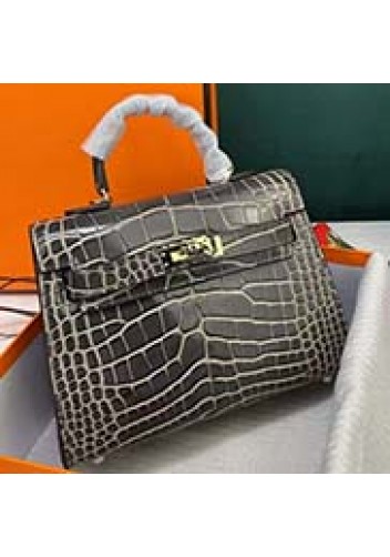 Tiger Lyly Garbo Croc Cowhide Leather Bag Black Grey 9