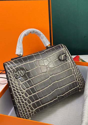 Tiger Lyly Garbo Croc Cowhide Leather Bag Black Grey 9