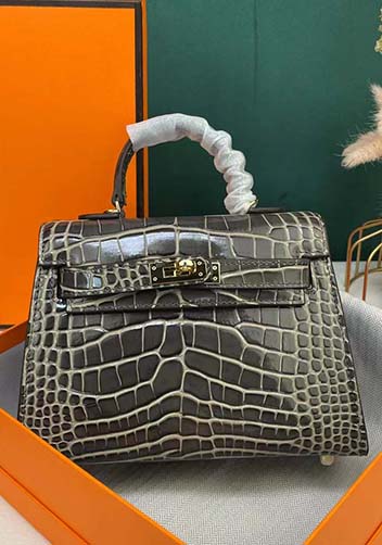 Tiger Lyly Garbo Croc Cowhide Leather Bag Black Grey 9