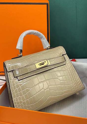 Tiger Lyly Garbo Croc Cowhide Leather Bag Beige 9