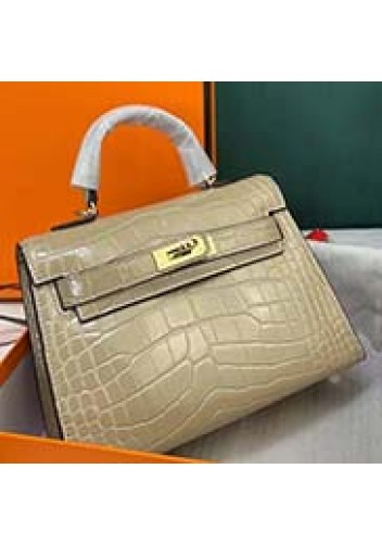 Tiger Lyly Garbo Croc Cowhide Leather Bag Beige 9