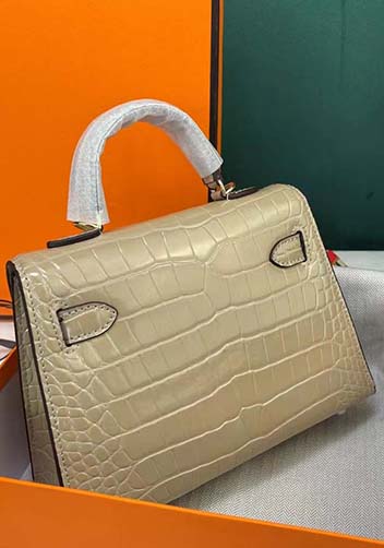 Tiger Lyly Garbo Croc Cowhide Leather Bag Beige 9