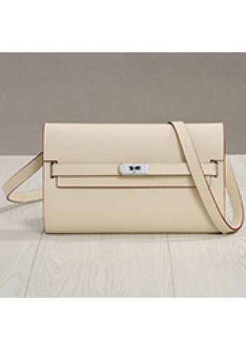 Tiger Lyly Garbo Palmprint Leather Clutch Shoulder Bag Cream