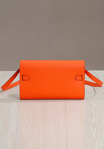 Tiger Lyly Garbo Palmprint Leather Clutch Shoulder Bag Orange