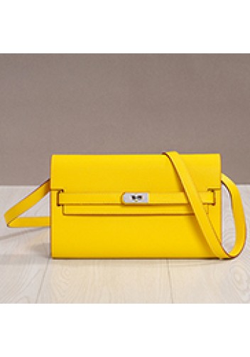 Tiger Lyly Garbo Palmprint Leather Clutch Shoulder Bag Yellow