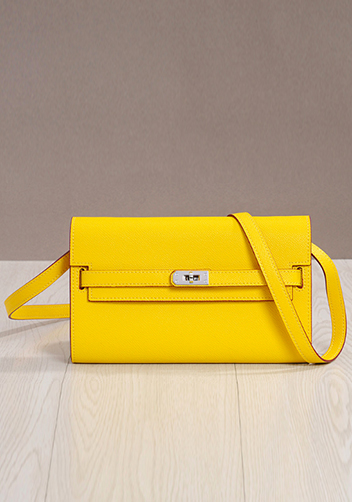 Tiger Lyly Garbo Palmprint Leather Clutch Shoulder Bag Yellow