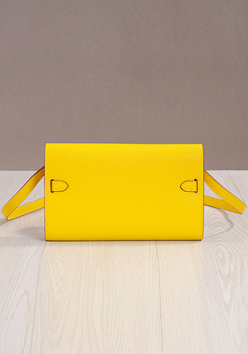 Tiger Lyly Garbo Palmprint Leather Clutch Shoulder Bag Yellow