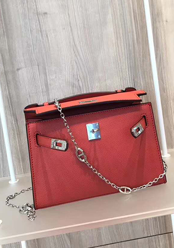 Tiger Lyly Garbo Cowhide Leather Chain Bag Red