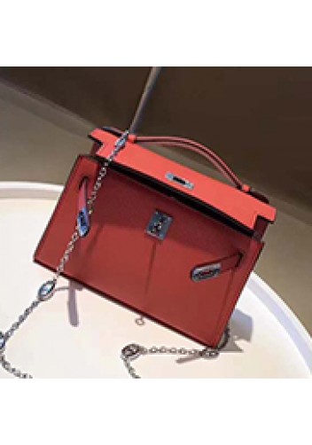 Tiger Lyly Garbo Cowhide Leather Chain Bag Red