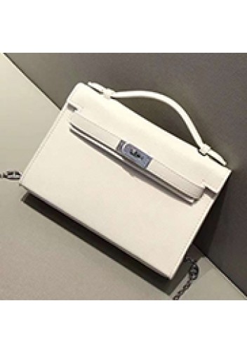 Tiger Lyly Garbo Cowhide Leather Chain Bag White