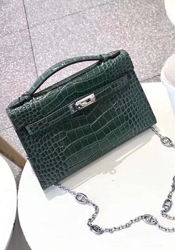 Tiger Lyly Garbo Leather Chain Bag Green