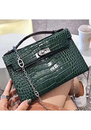Tiger Lyly Garbo Leather Chain Bag Green