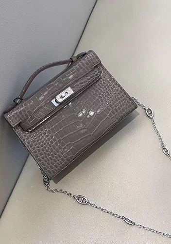 Tiger Lyly Garbo Leather Chain Bag Grey