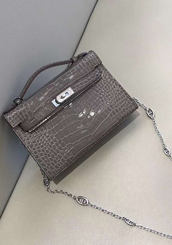 Tiger Lyly Garbo Leather Chain Bag Grey