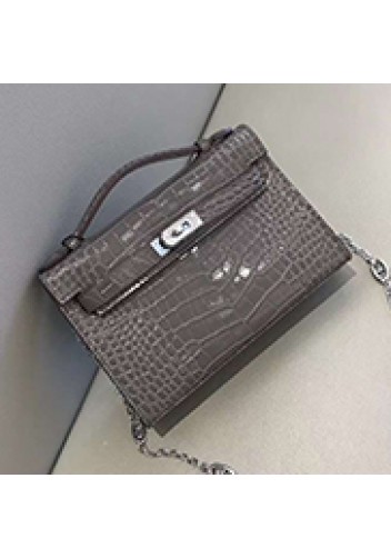 Tiger Lyly Garbo Leather Chain Bag Grey