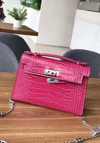 Tiger Lyly Garbo Leather Chain Bag Hot Pink