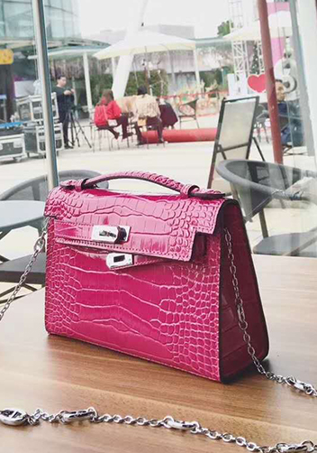 Tiger Lyly Garbo Leather Chain Bag Hot Pink