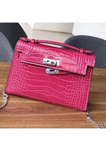 Tiger Lyly Garbo Leather Chain Bag Hot Pink