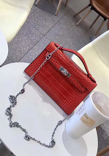 Tiger Lyly Garbo Leather Chain Bag Red